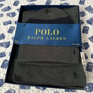 Polo by Ralph Lauren Men's Gray Hat and Scarf Set